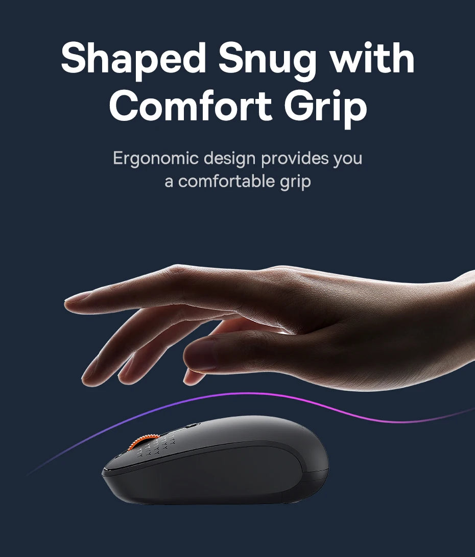 Baseus Wireless Bluetooth Mouse – Silent 2.4G USB Computer Mouse for Laptop, PC, MacBook & Tablet