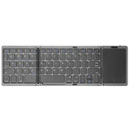 Portable 3-Fold Bluetooth Keyboard with Touchpad – Slim Rechargeable Travel Keyboard for iPad, Tablet & Laptop