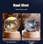 6cm 3D Crystal Ball Decoration 2026 Astronomy Solar System Planets Moon Astronaut LED Balls Home Snow Glass Globe Decorations