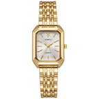 Luxury Women’s Quartz Watch – Gold Square Stainless Steel Fashion Watch with Free Shipping