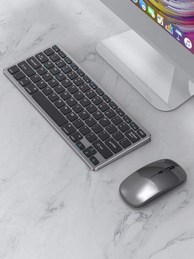 Wireless Keyboard and Mouse Set – Bluetooth 5.0 & 2.4G Mini Keyboard Mouse Combo for Laptop, PC & Tablet