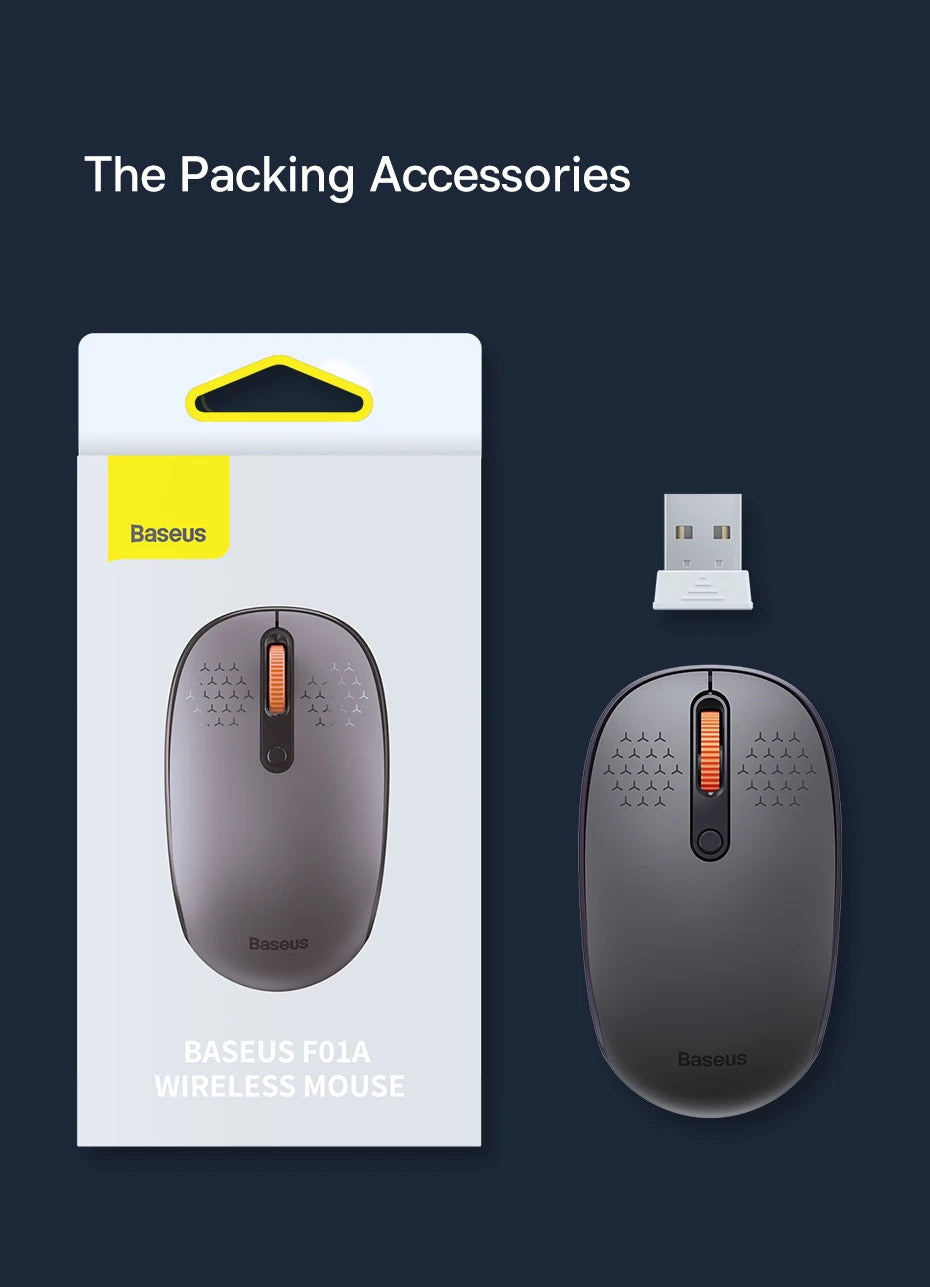 Baseus Wireless Bluetooth Mouse – Silent 2.4G USB Computer Mouse for Laptop, PC, MacBook & Tablet