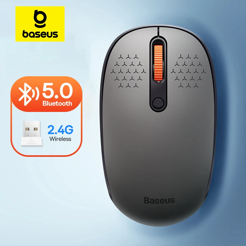 Baseus Wireless Bluetooth Mouse – Silent 2.4G USB Computer Mouse for Laptop, PC, MacBook & Tablet