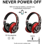 Wireless Bluetooth 5.0 Over-Ear Headphones – Graffiti Foldable Headset with Mic, Hi-Fi Stereo & Free Shipping