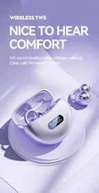 Open Ear Clip Wireless Earbuds – Bluetooth 5.4 ENC Noise Cancelling Headphones with Mic for iOS & Android