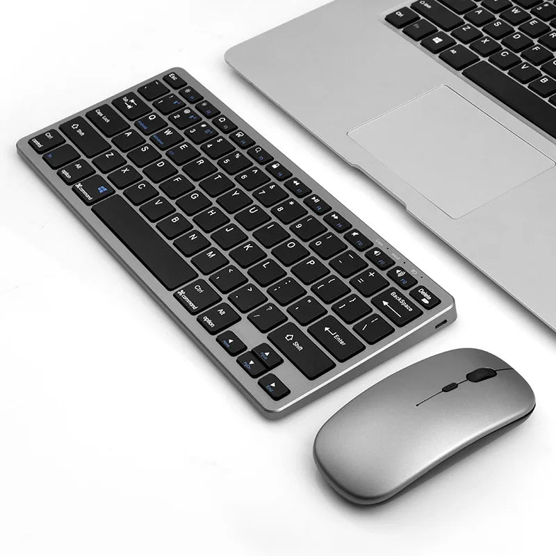 Wireless Keyboard and Mouse Set – Bluetooth 5.0 & 2.4G Mini Keyboard Mouse Combo for Laptop, PC & Tablet