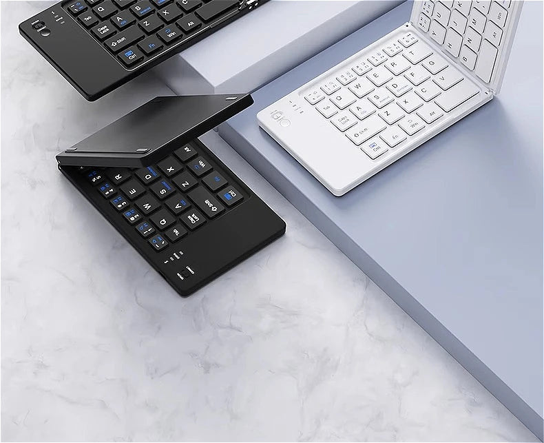 MINGCVIL Mini Foldable Bluetooth Keyboard – Rechargeable Slim Portable Wireless Keyboard for iOS, Windows & Android