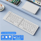 MINGCVIL Mini Foldable Bluetooth Keyboard – Rechargeable Slim Portable Wireless Keyboard for iOS, Windows & Android