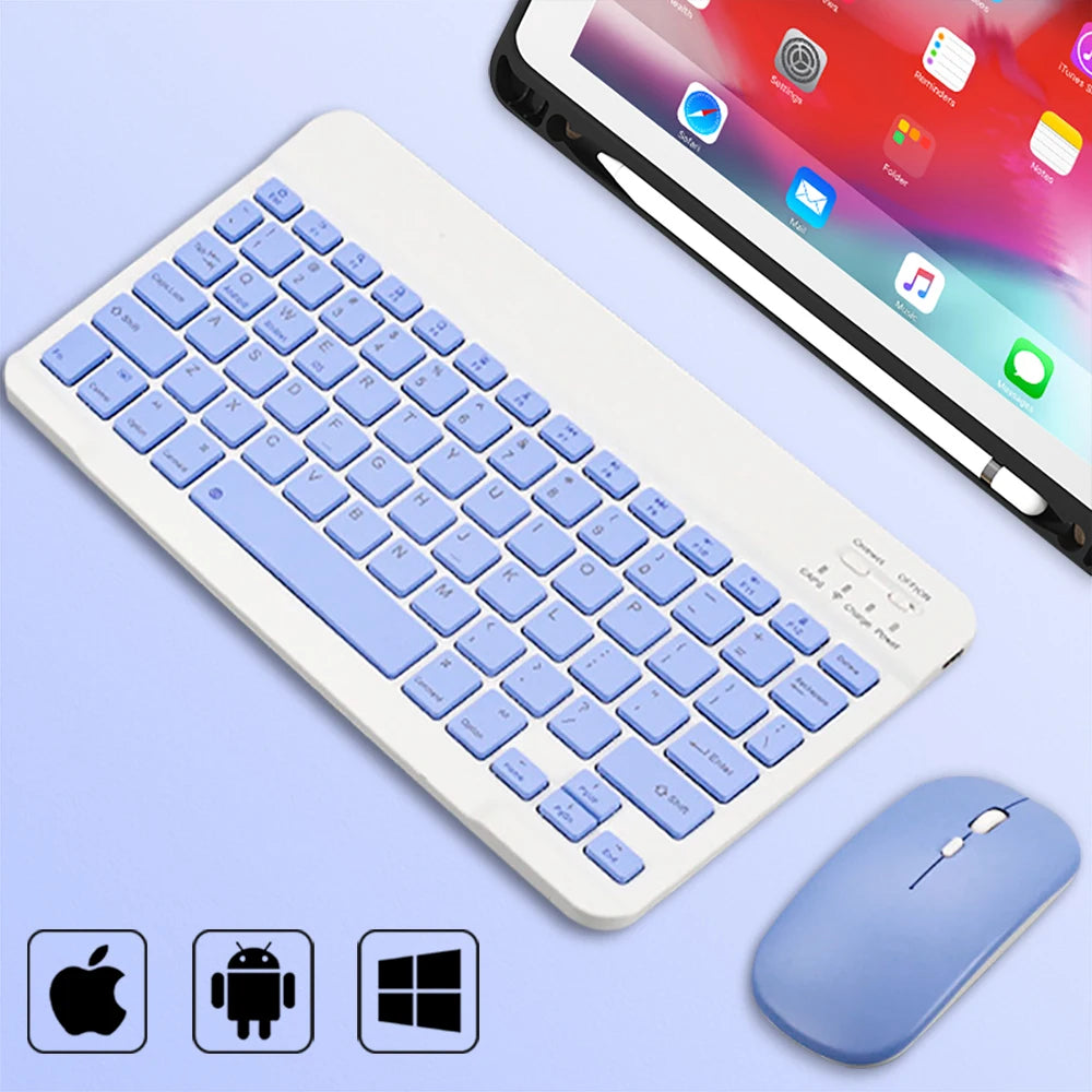 Bluetooth Wireless Keyboard and Mouse Set – Universal Mini Keyboard Combo for iPad, Tablet, Phone & Laptop