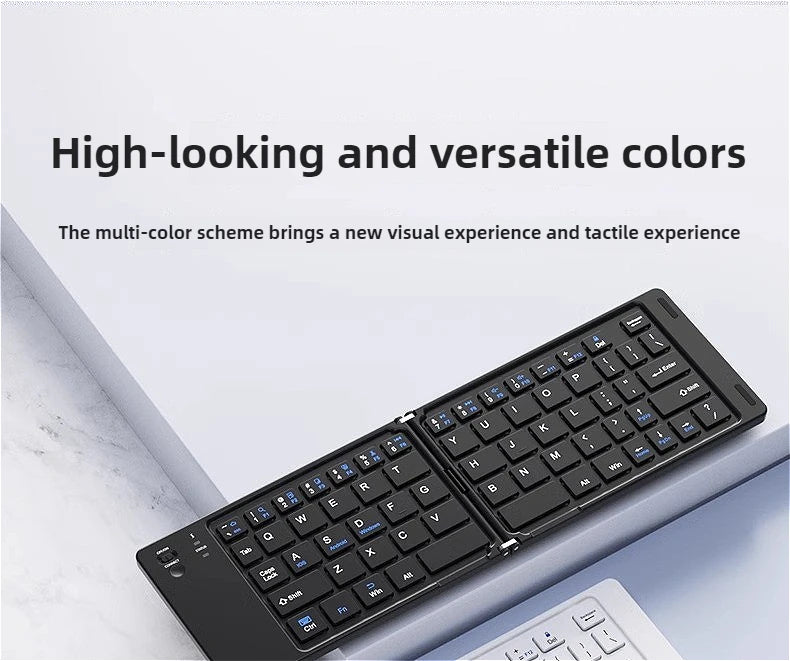 MINGCVIL Mini Foldable Bluetooth Keyboard – Rechargeable Slim Portable Wireless Keyboard for iOS, Windows & Android