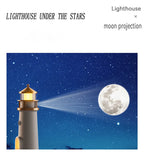 Motion Sensor Moon Projection Lighthouse Night Light – Rechargeable Bedside Lamp for Bedroom & Kids Room