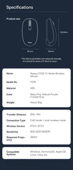 Baseus Wireless Bluetooth Mouse – Silent 2.4G USB Computer Mouse for Laptop, PC, MacBook & Tablet