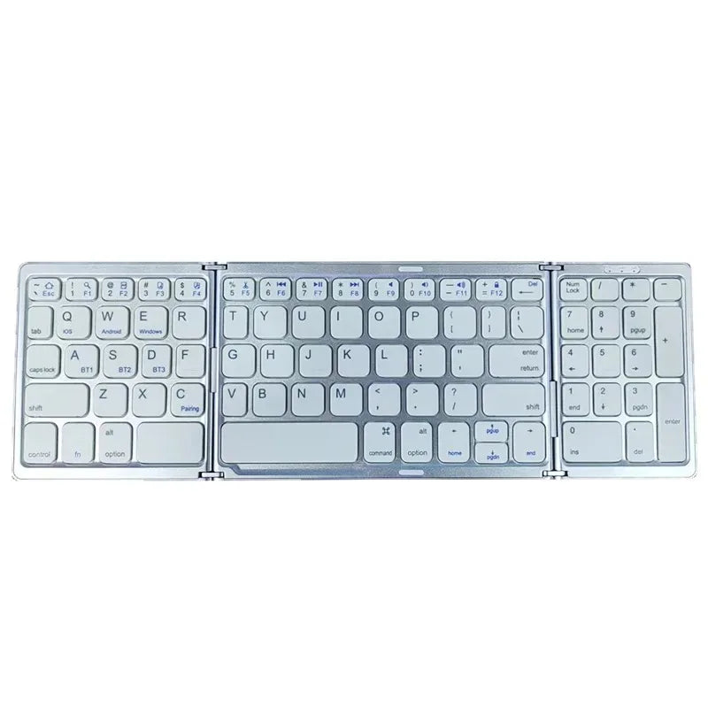 Portable 3-Fold Bluetooth Keyboard with Touchpad – Slim Rechargeable Travel Keyboard for iPad, Tablet & Laptop