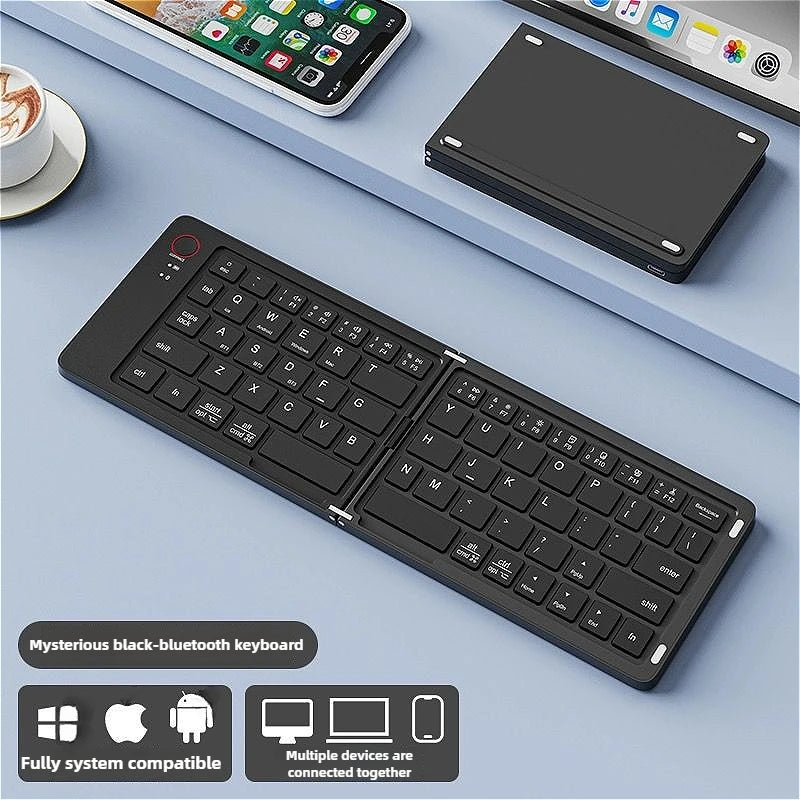 MINGCVIL Mini Foldable Bluetooth Keyboard – Rechargeable Slim Portable Wireless Keyboard for iOS, Windows & Android