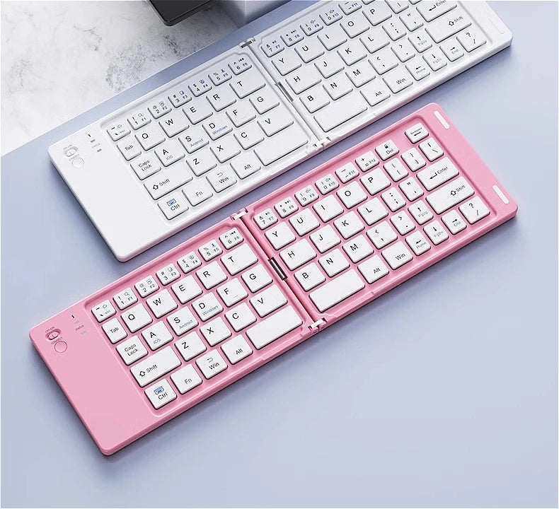 MINGCVIL Mini Foldable Bluetooth Keyboard – Rechargeable Slim Portable Wireless Keyboard for iOS, Windows & Android
