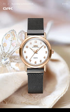 Elegant Women’s Quartz Watch – Stainless Steel Mesh Strap with Free Shipping