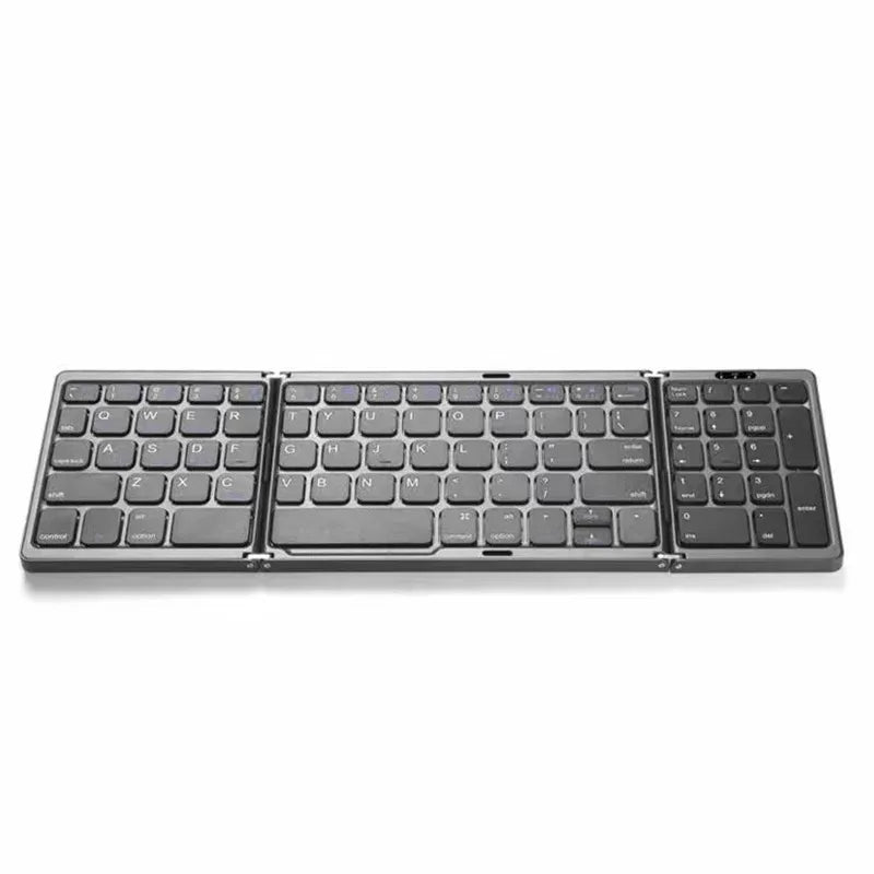 Portable 3-Fold Bluetooth Keyboard with Touchpad – Slim Rechargeable Travel Keyboard for iPad, Tablet & Laptop