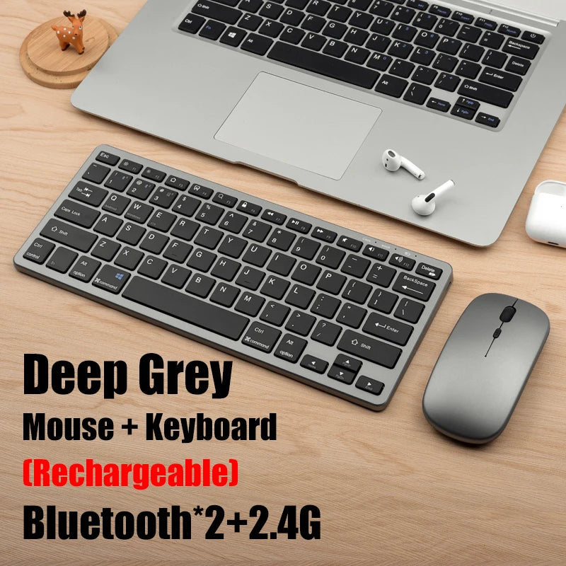 Wireless Keyboard and Mouse Set – Bluetooth 5.0 & 2.4G Mini Keyboard Mouse Combo for Laptop, PC & Tablet