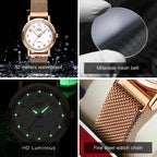 Elegant Women’s Quartz Watch – Stainless Steel Mesh Strap with Free Shipping