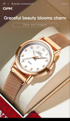 Elegant Women’s Quartz Watch – Stainless Steel Mesh Strap with Free Shipping