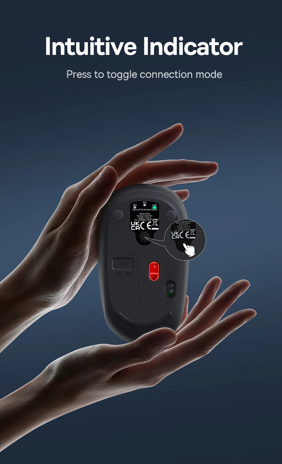 Baseus Wireless Bluetooth Mouse – Silent 2.4G USB Computer Mouse for Laptop, PC, MacBook & Tablet