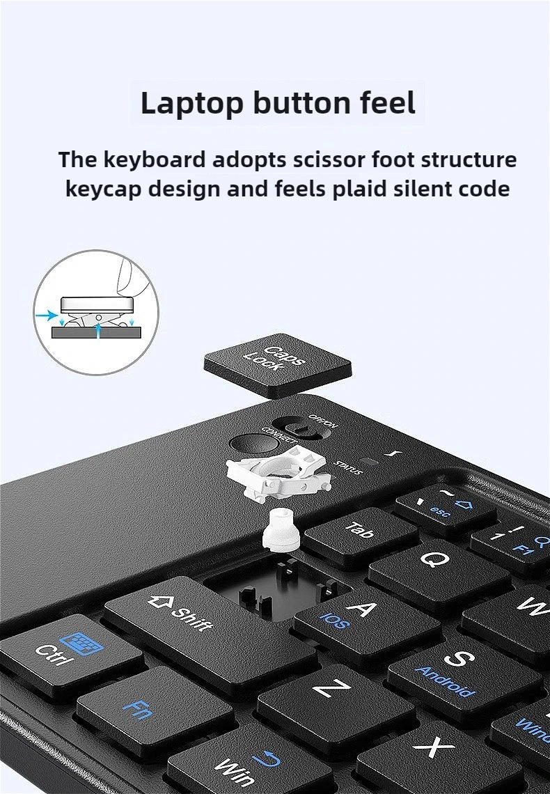 MINGCVIL Mini Foldable Bluetooth Keyboard – Rechargeable Slim Portable Wireless Keyboard for iOS, Windows & Android