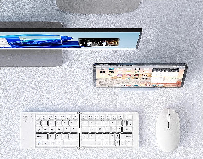 MINGCVIL Mini Foldable Bluetooth Keyboard – Rechargeable Slim Portable Wireless Keyboard for iOS, Windows & Android