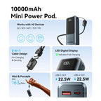 Vention 10000mAh Mini Power Bank – 22.5W Fast Charging Portable Charger with Built-in USB-C Cable & Free Shipping